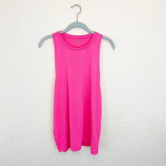 Athleta Womens Size Small Essence Mesh Details Tank Prism Pink Solid Running Gym - Picture 3 of 5